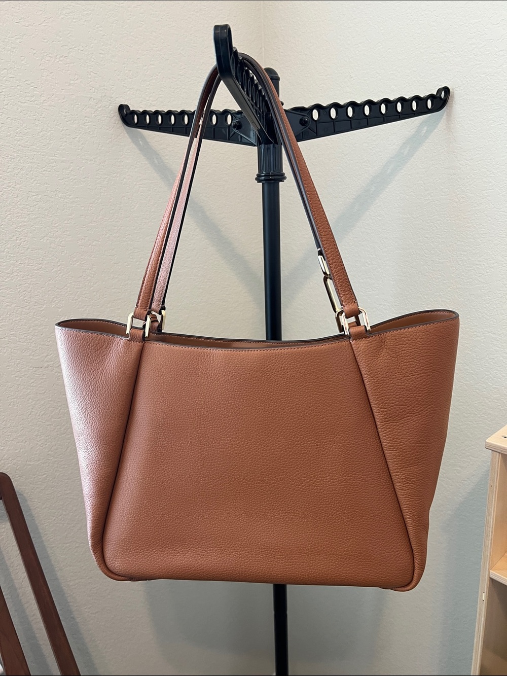 kate spade Cognac Pebbled Leather Tote with Gold Hardware - Picture 4 of 8